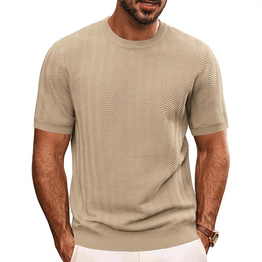 Herren strukturiertes Rundhals T-Shirt Drune