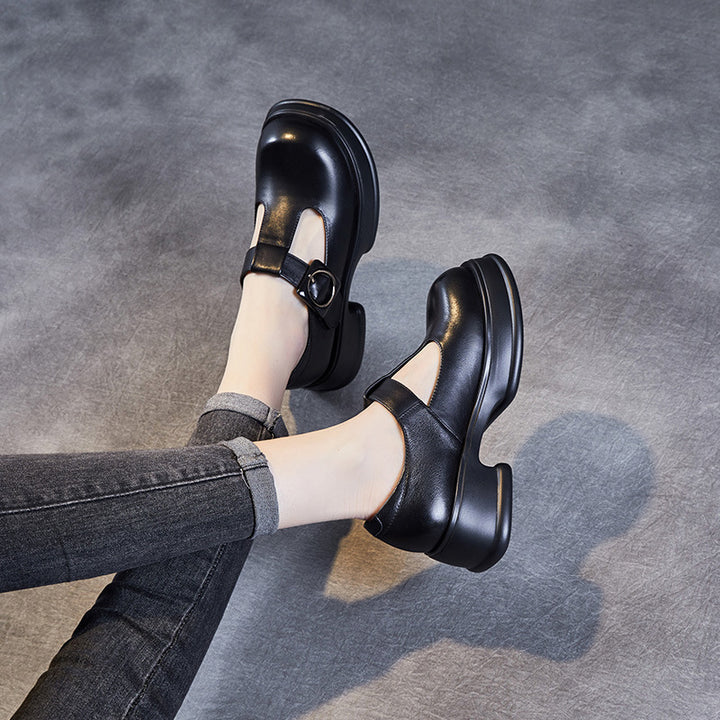 Damen Stylische Blockabsatz Mary Jane Schuhe Drune
