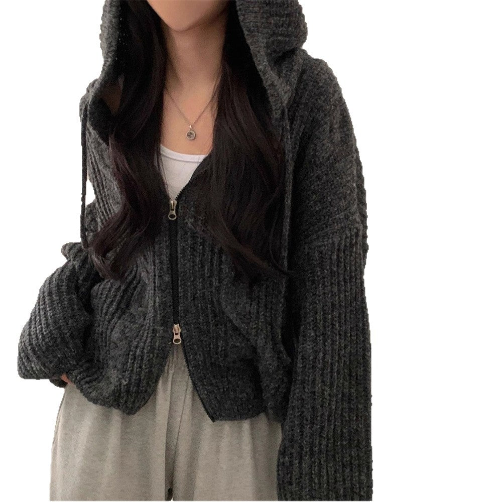 Damen Grobstrickjacke mit Kapuze und lässigem Schnitt Drune