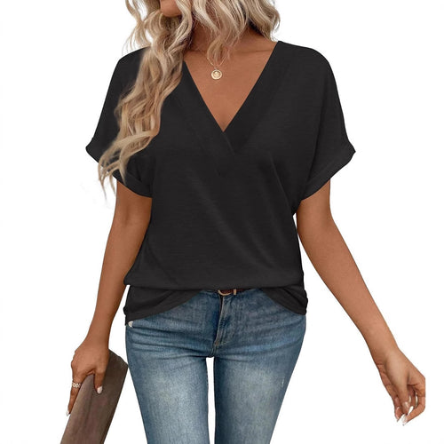 Damen lässiges V-Ausschnitt T-Shirt aus hochwertigem Jersey Drune