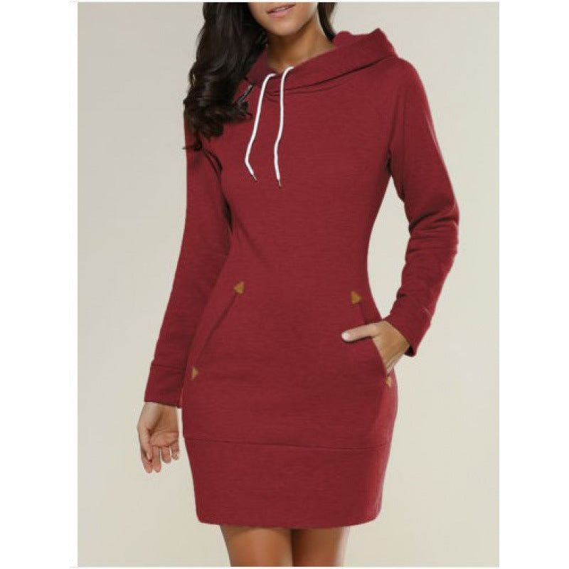 Damen Kapuzenkleid mit seitlichen Eingrifftaschen und trendigem Design Drune