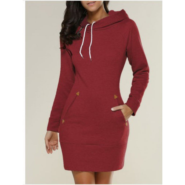 Damen Kapuzenkleid mit seitlichen Eingrifftaschen und trendigem Design Drune