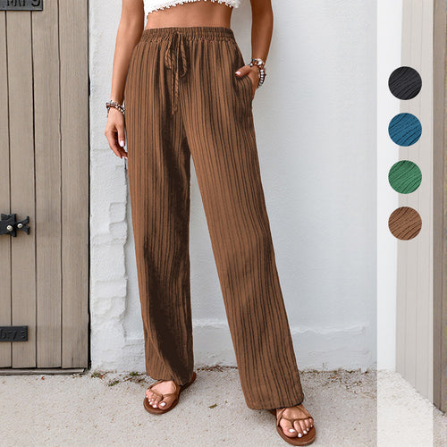 Damen komfortable Palazzo-Hose mit elastischem Bund und seitlichen Taschen Drune