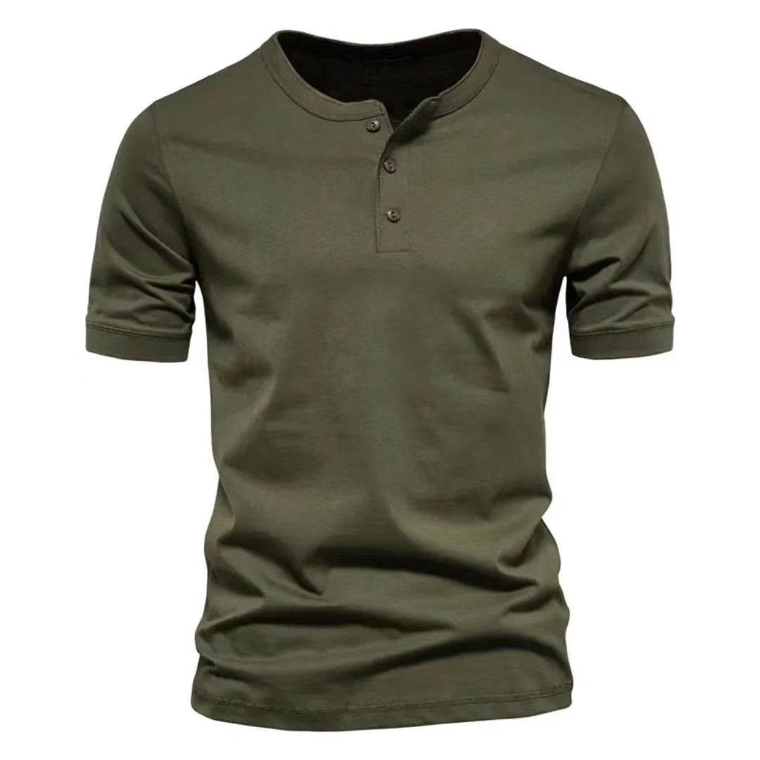 Herren kurzärmeliges Henley-Shirt mit Knopfleiste Drune
