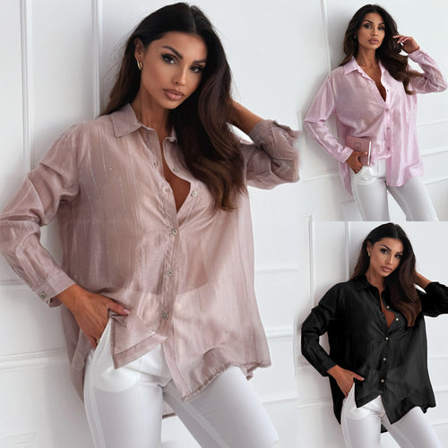 Damen lässige Bluse mit funkelnden Akzenten Drune