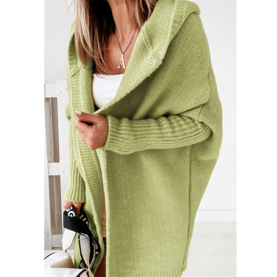 Damen Oversized Strickcardigan mit Kapuze und strukturiertem Design Drune