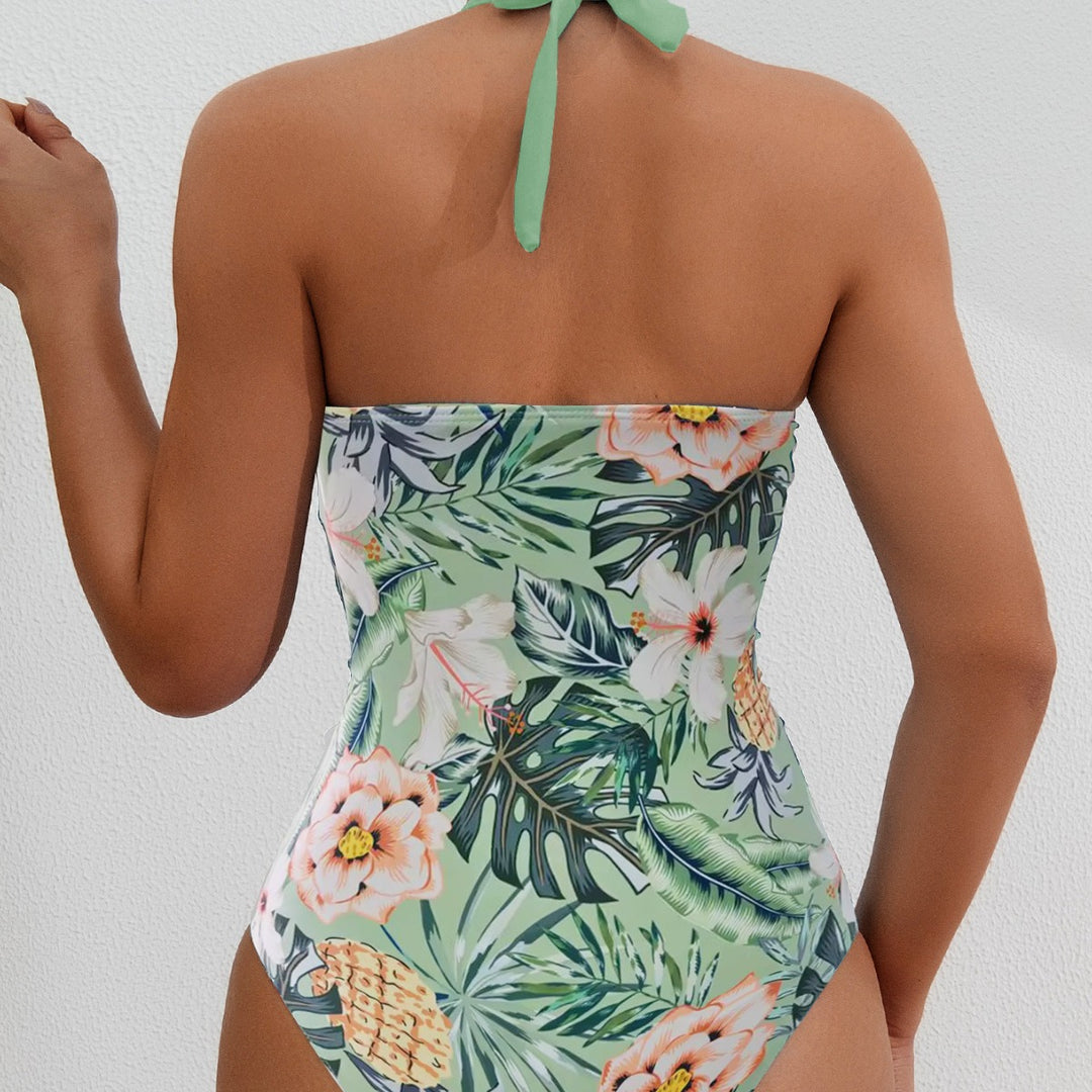 Damen Hochwertiger Einteiler-Badeanzug mit floralem Schnitt und raffiniertem Wickeldesign Drune