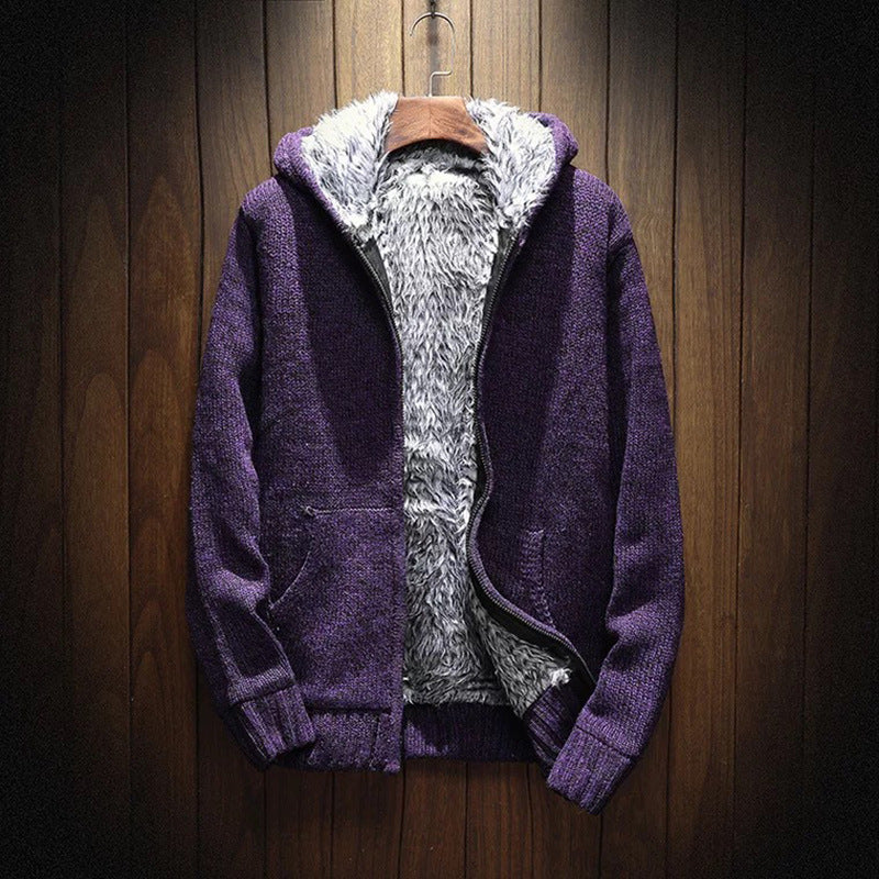 Herren kuschelige Kapuzenjacke mit weichem Innenfutter und seitlichen Eingrifftaschen Drune