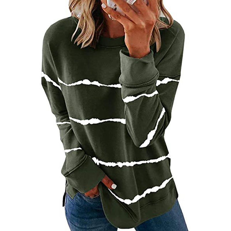 Damen Freizeit Sweatshirt mit modernen Streifen Drune