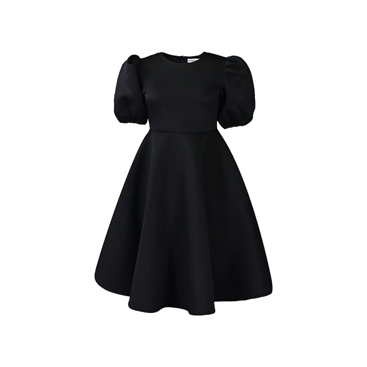 Damen Midi-Kleid mit voluminösen Puffärmeln und schwingendem Rock Drune