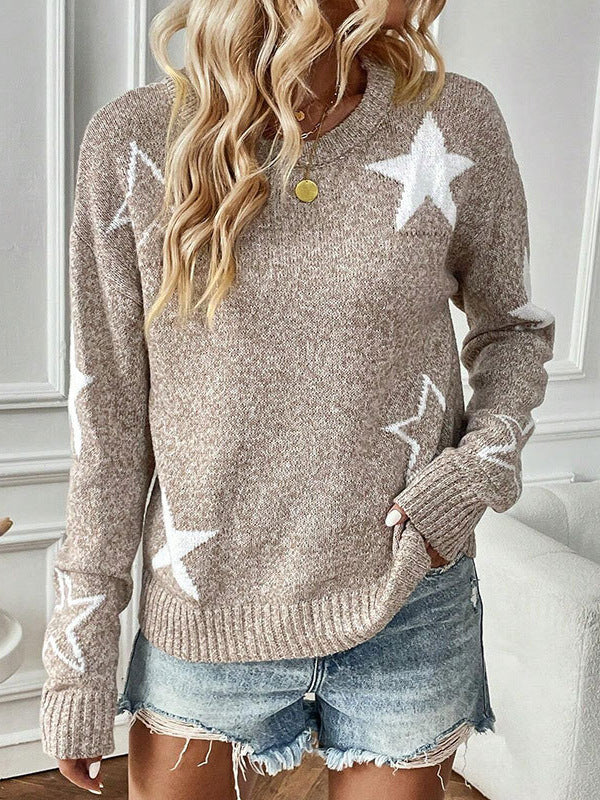Damen Strickpullover mit Sternenmotiven und weitem Schnitt Drune