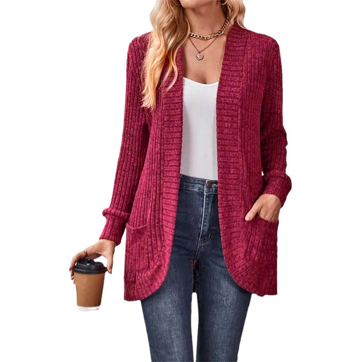 Damen Strickjacke mit langen Ärmeln und strukturiertem Design Drune