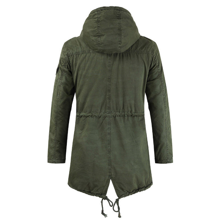 Herren lässige und funktionale Parkajacke mit Kapuze und praktischen Taschen Drune