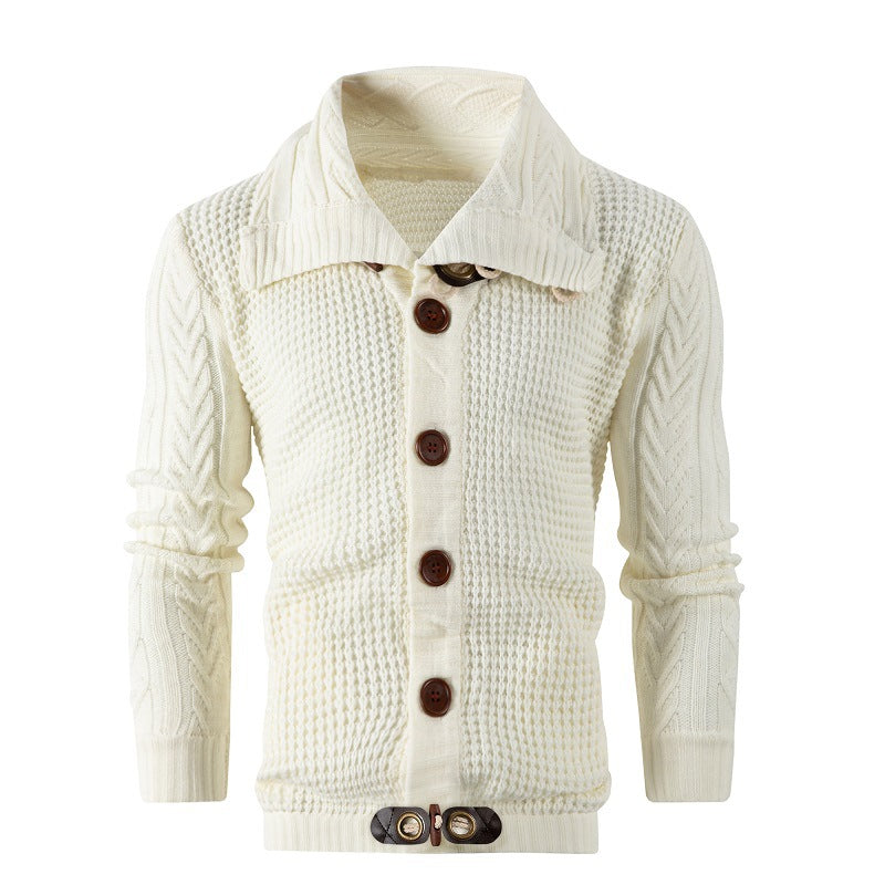 Herren Grobstrick Strickjacke mit umschlagbarem Halsausschnitt Drune