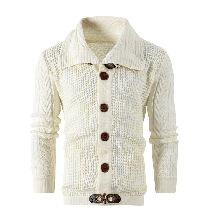 Herren Grobstrick Strickjacke mit umschlagbarem Halsausschnitt Drune