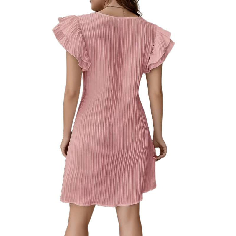 Damen Plissiertes Kurzkleid mit Rüschendetails Drune