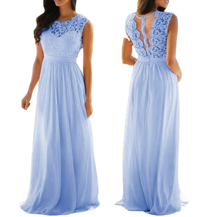 Damen Maxikleid mit elegantem Spitzenoberteil und tiefem Rücken Drune