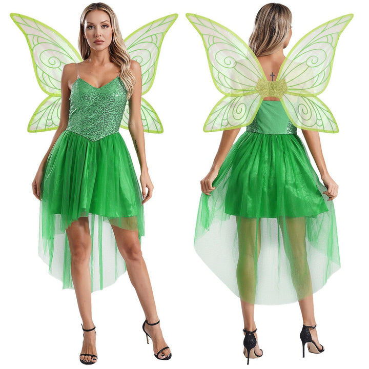 Damen Märchenhaftes Elfenkleid mit schimmernden Details und voluminösem Tüllsaum Drune