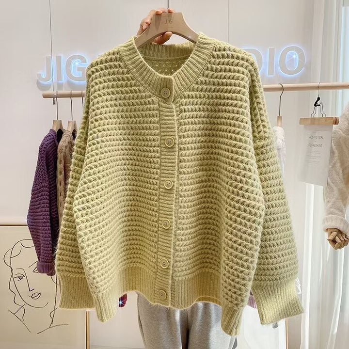 Damen Grobstrickjacke mit Knopfdetails und oversized Schnitt Drune