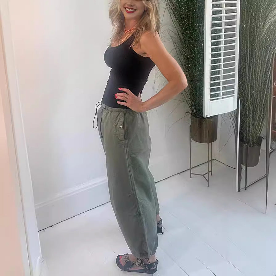 Damen lässige Bundfaltenhose aus atmungsaktivem Material Drune