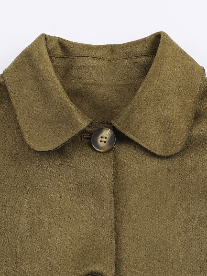 Damen modische Kurzjacke mit praktischen Taschen und dezentem Kragen Drune