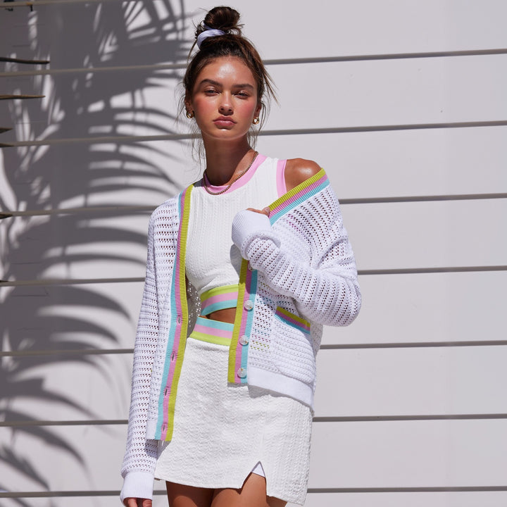 Damen sportliches Crop-Top und Minirock Set Drune