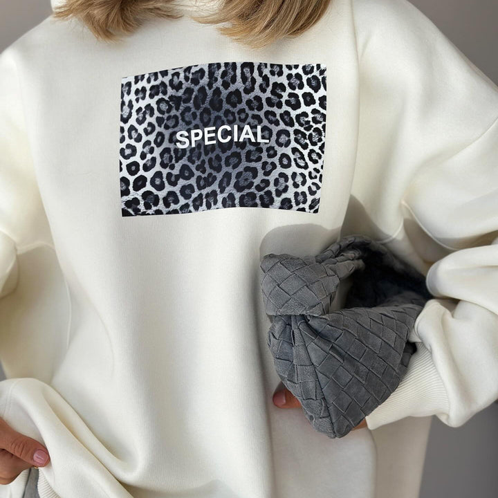 Damen lässiger Kapuzenpulli mit kreativem Leopardenmotiv und bequemen Schnitt Drune