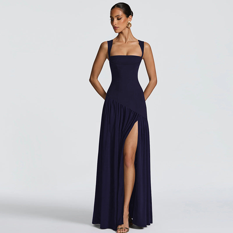 Damen Elegantes Abendkleid mit asymmetrischem Schnitt und tiefem Schlitz Drune
