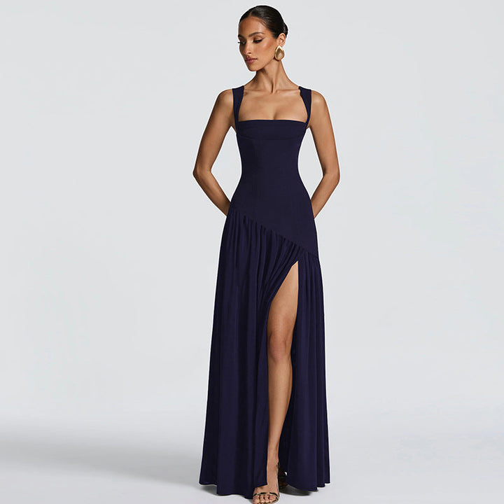 Damen Elegantes Abendkleid mit asymmetrischem Schnitt und tiefem Schlitz Drune