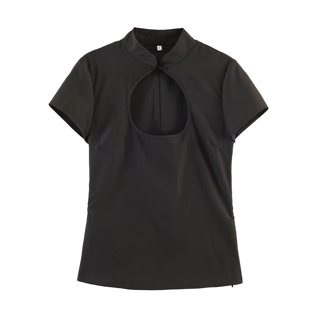 Damen Bluse mit innovativem Ausschnitt und elegantem Kragen Drune