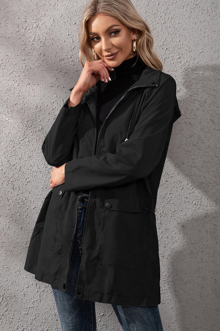 Drune | Kapuzen-Regenjacke - Verstellbare Taille - Wasserabweisend - Legere Oberbekleidung
