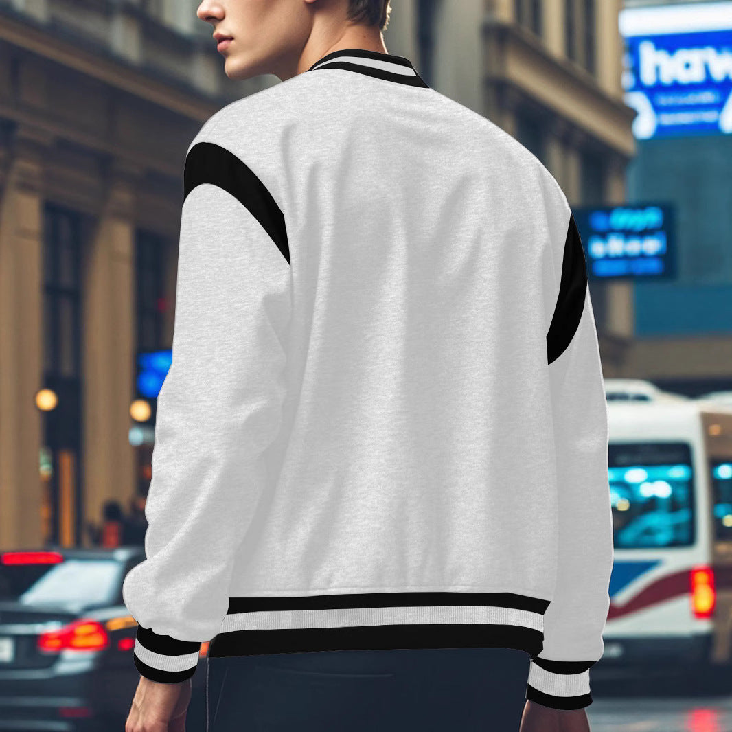 Herren Sportliche Collegejacke mit kontrastrierenden Ärmeln und Knopfdetails Drune