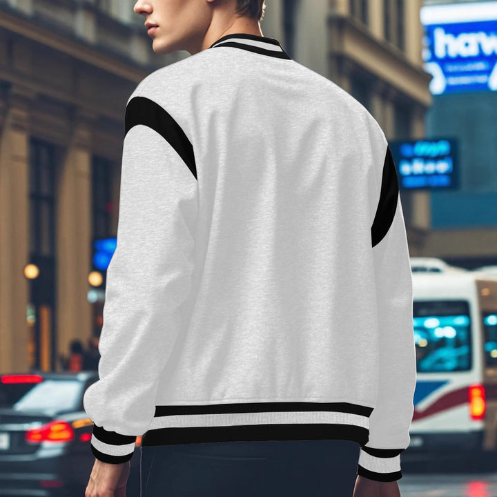 Herren Sportliche Collegejacke mit kontrastrierenden Ärmeln und Knopfdetails Drune