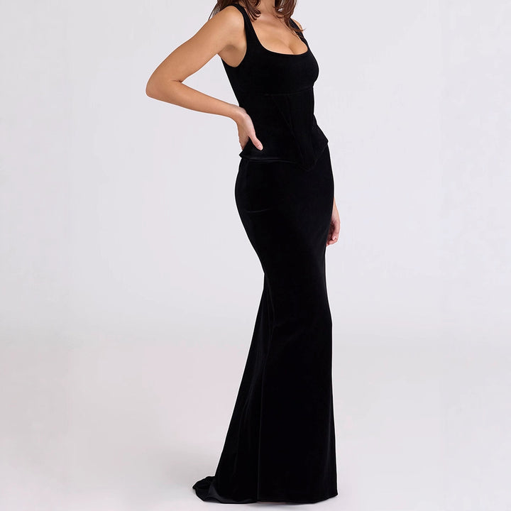 Damen Figurumspielendes Maxikleid mit elegantem Schnitt Drune