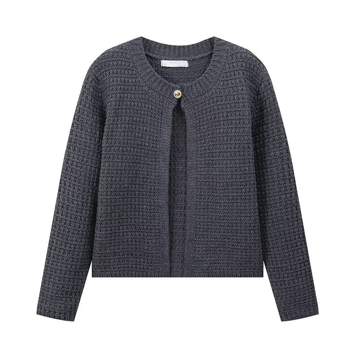 Damen modische Strickjacke mit dekorativem Knopf und elegantem Schnitt Drune