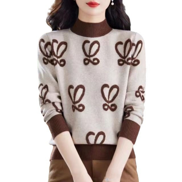 Damen Sweatshirt mit kontrastierenden Motiven und Rundhalsausschnitt Drune