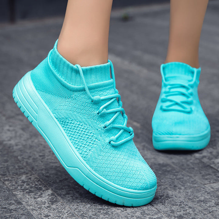 Damen Hohe Sneaker aus atmungsaktivem Strickmaterial Drune