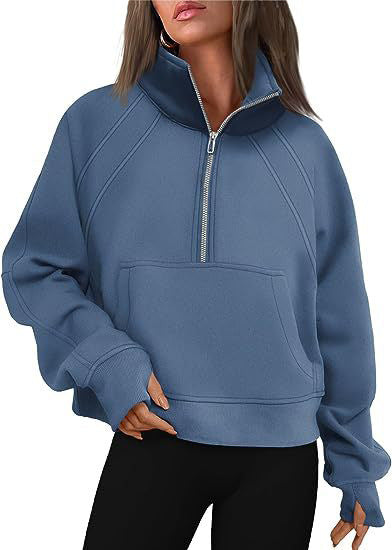 Damen Oversized Sweatshirt mit hohem Kragen Drune