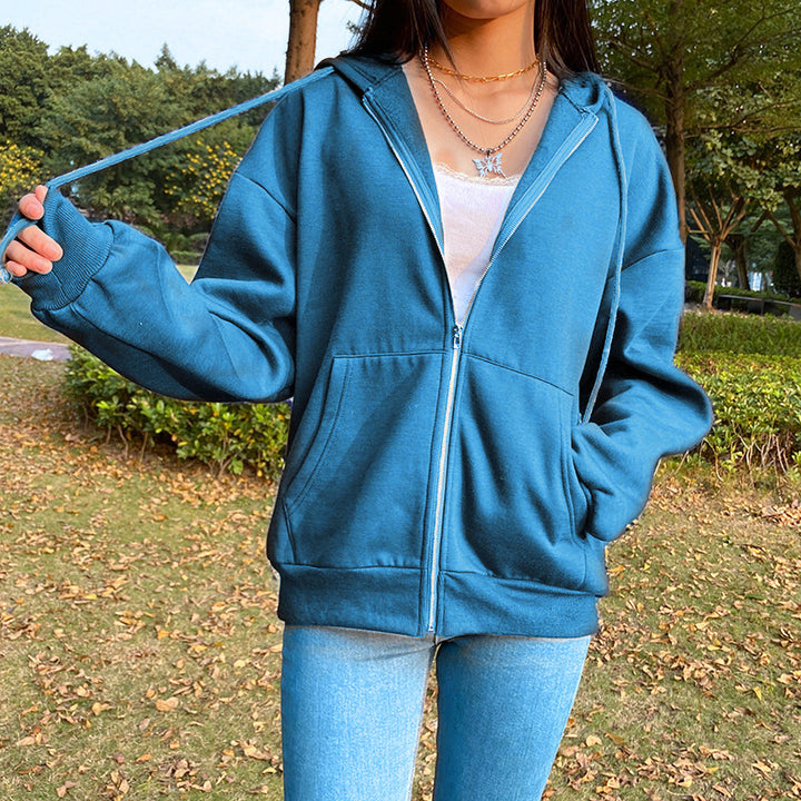 Damen lässiger Kapuzenpullover mit Reißverschluss Drune