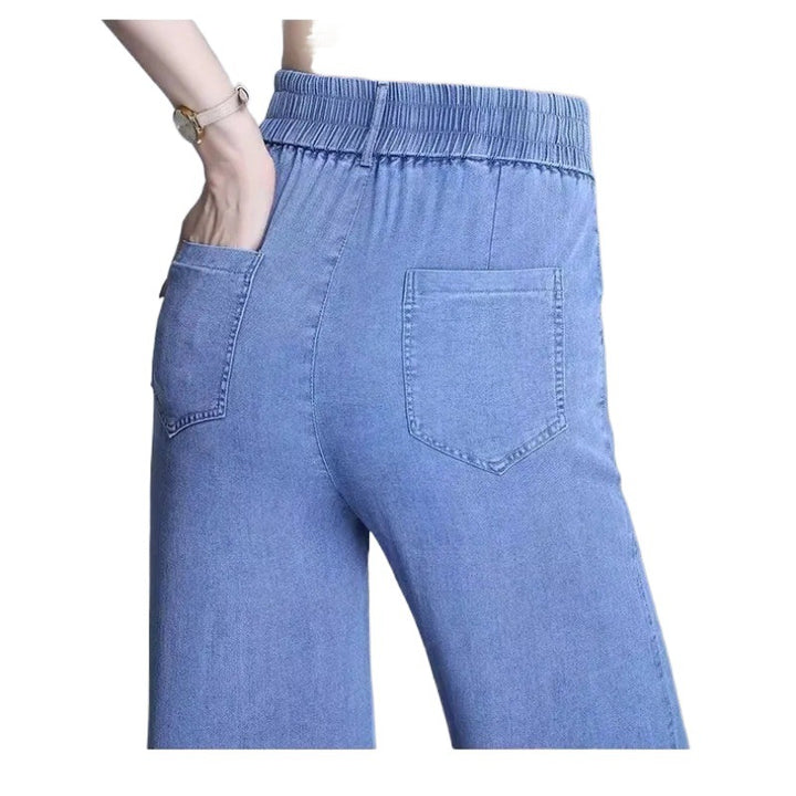 Damen Weite Jeanshose mit elastischem Bund und praktischen Taschen Drune
