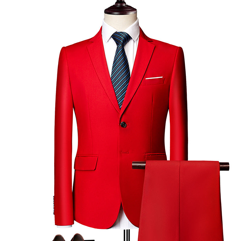 Herren nan Slim-Fit Einreiher-Anzugset mit Ein-Knopf-Sakko, schmaler Anzughose mit Bügelfalte und elastischem Stretchgewebe Drune