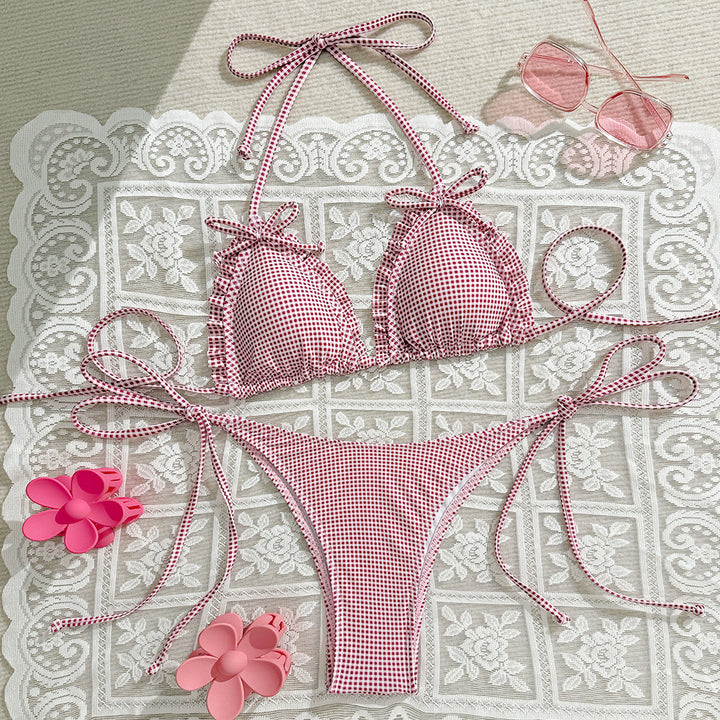 Damen Triangel-Bikini-Set mit verspielten Schleifen Drune