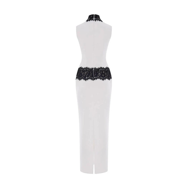 Damen Elegantes und figurbetontes Abendkleid mit Spitzenakzenten Drune