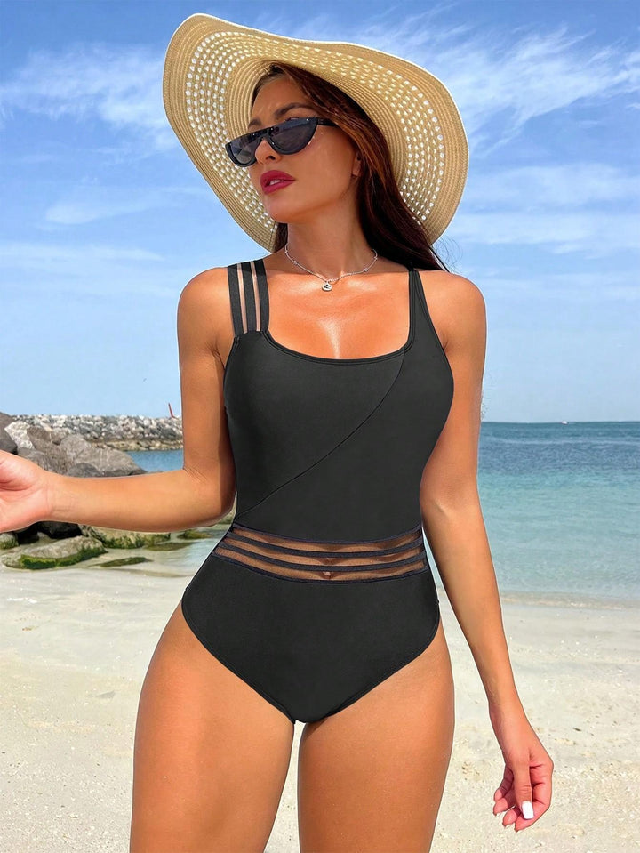 Damen Sportlicher Einteiler Badeanzug mit innovativem Schnitt Drune