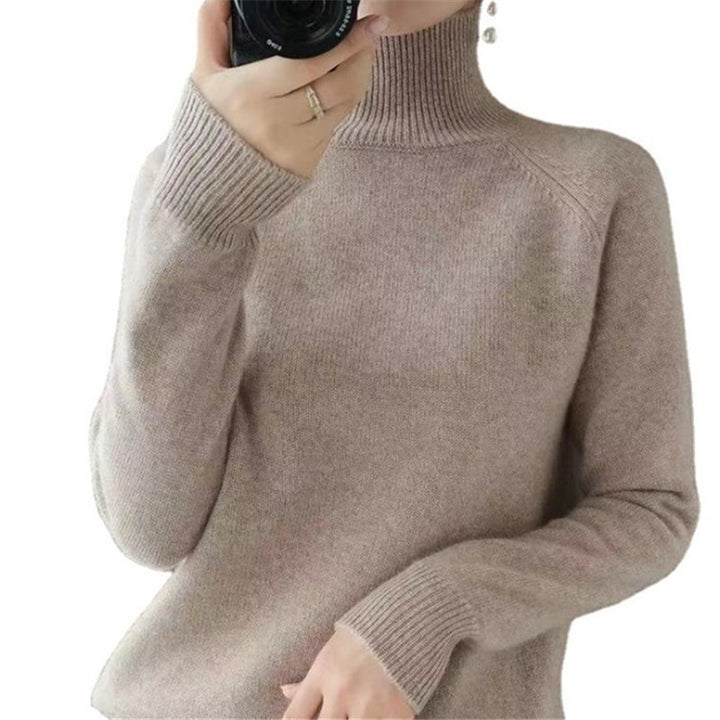 Damen weicher Rollkragenpullover aus feiner Merinowolle Drune
