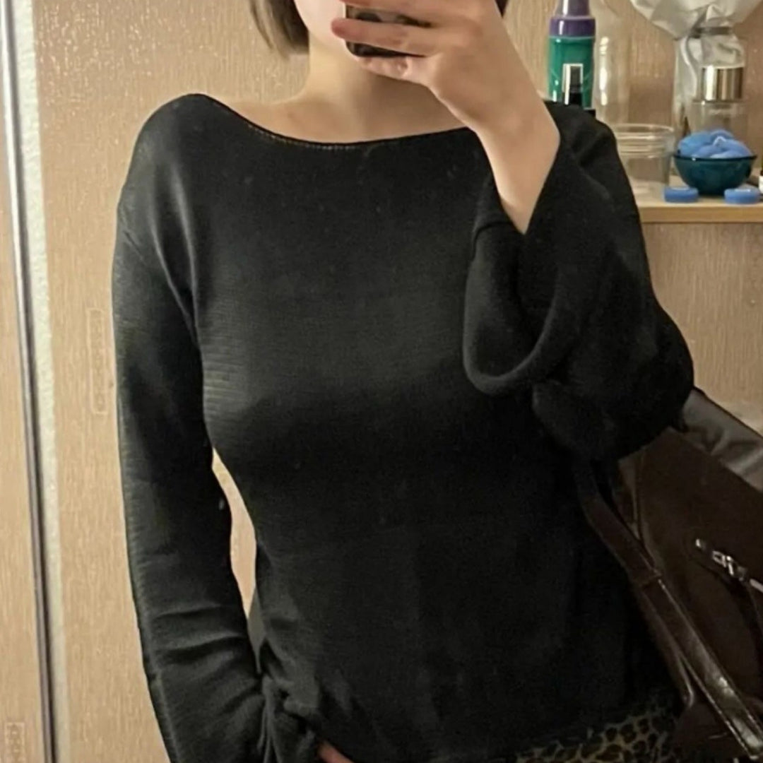 Damen Eleganter Feinstrickpullover mit lässigem Schnitt und Rundhalsausschnitt Drune