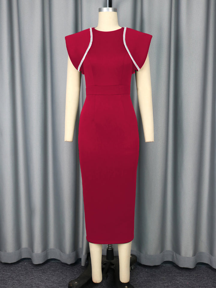 Damen figurbetontes Kleid mit dekorativen Rüschenträgern Drune
