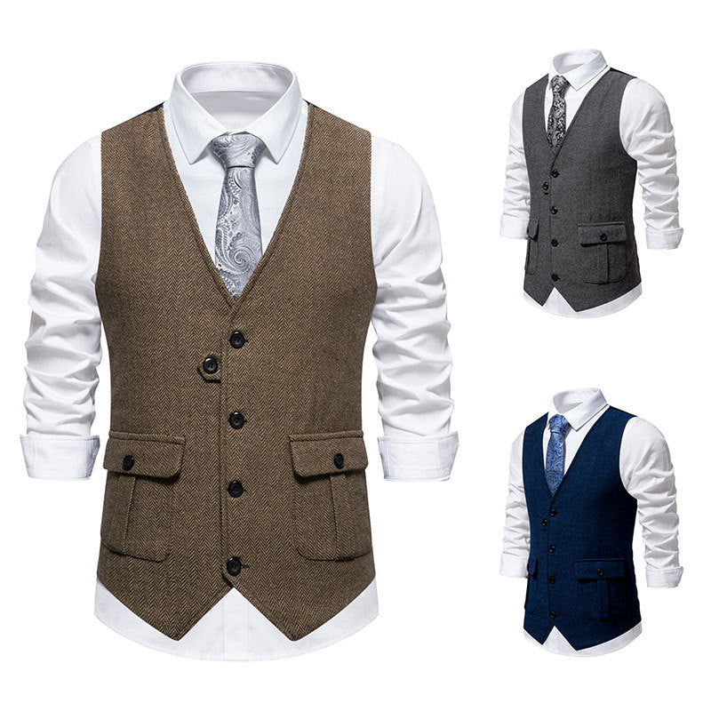Herren elegante Weste im strukturierten Hahnentrittdesign Drune