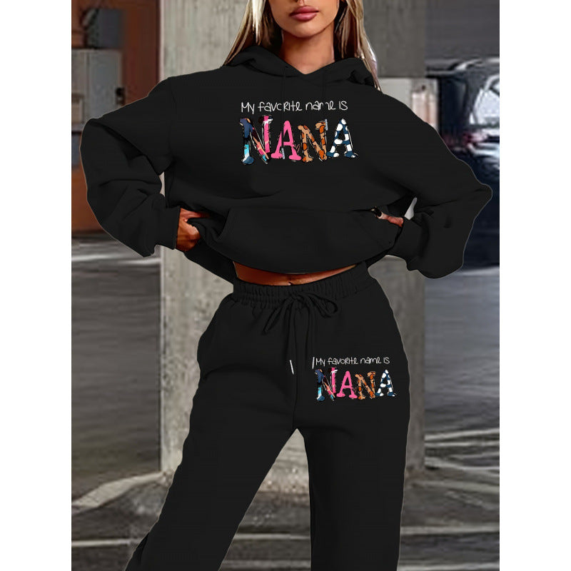 Damen Jogginganzug mit kreativem Schriftzug und bequemer Passform Drune