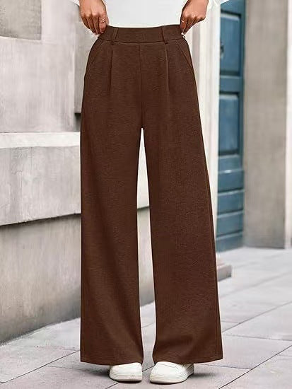 Damen Weite Stoffhose mit hochgezogenem Taillenbund und praktischen Eingrifftaschen Drune
